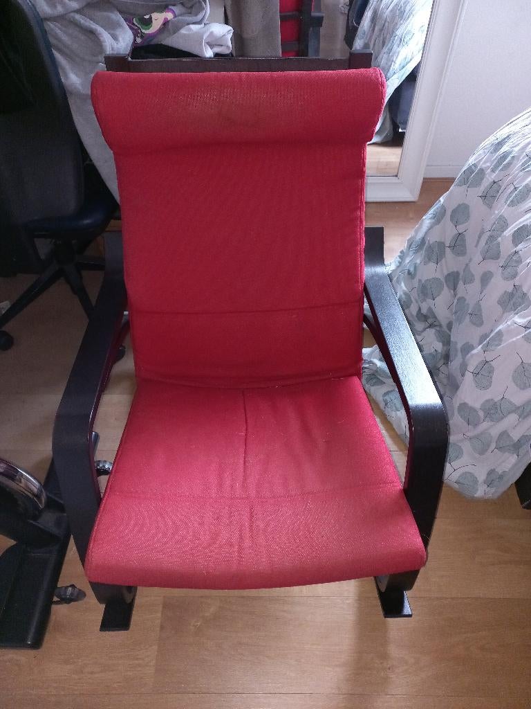 zwarte + rood Poang ikea schommelstoel, Ophalen, Gebruikt, Ikea Poang, Eén