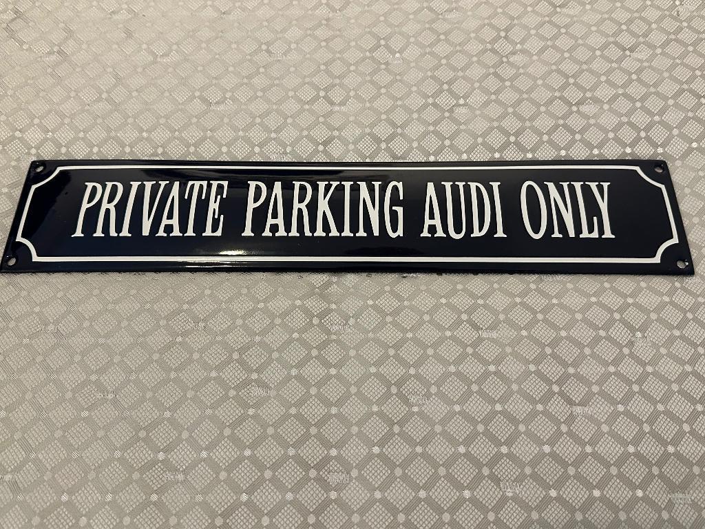 Emaille reclamebord Private Parking Audi Only,privé parkeren, Ophalen of Verzenden, Zo goed als nieuw