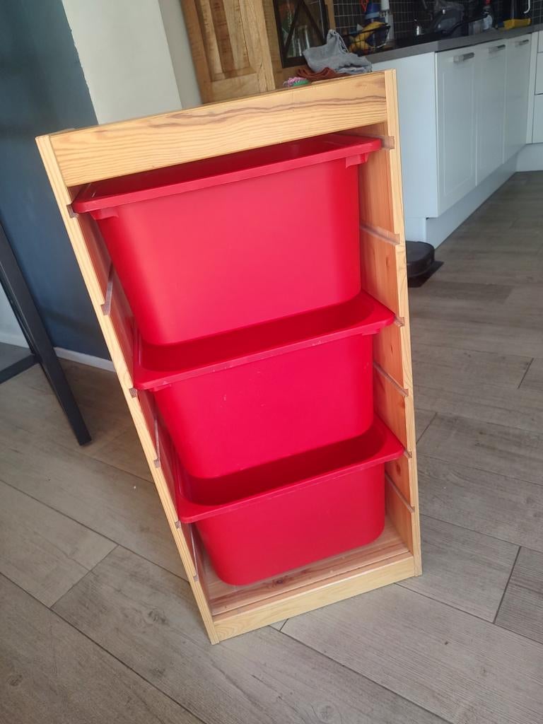 Ikea Trofast kast met 3 rode bakken, Huis en Inrichting, Kasten | Overige, Gebruikt, Ophalen