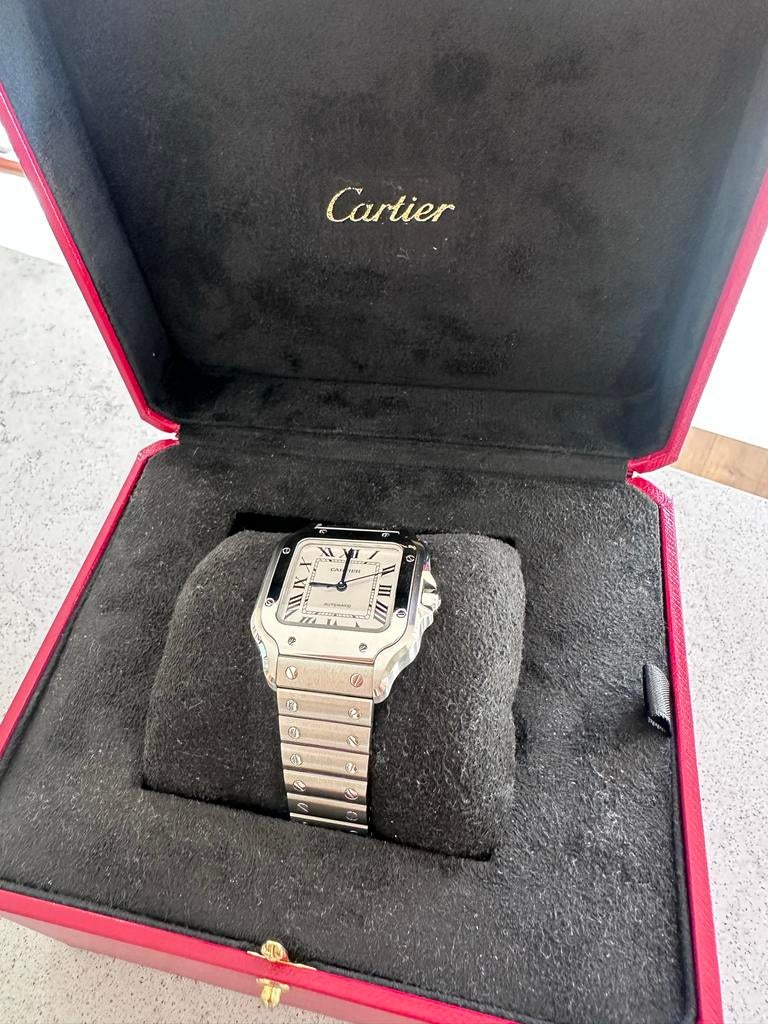 Cartier Santos M horloge 12.2024, Gebruikt, Staal, Polshorloge, Ophalen
