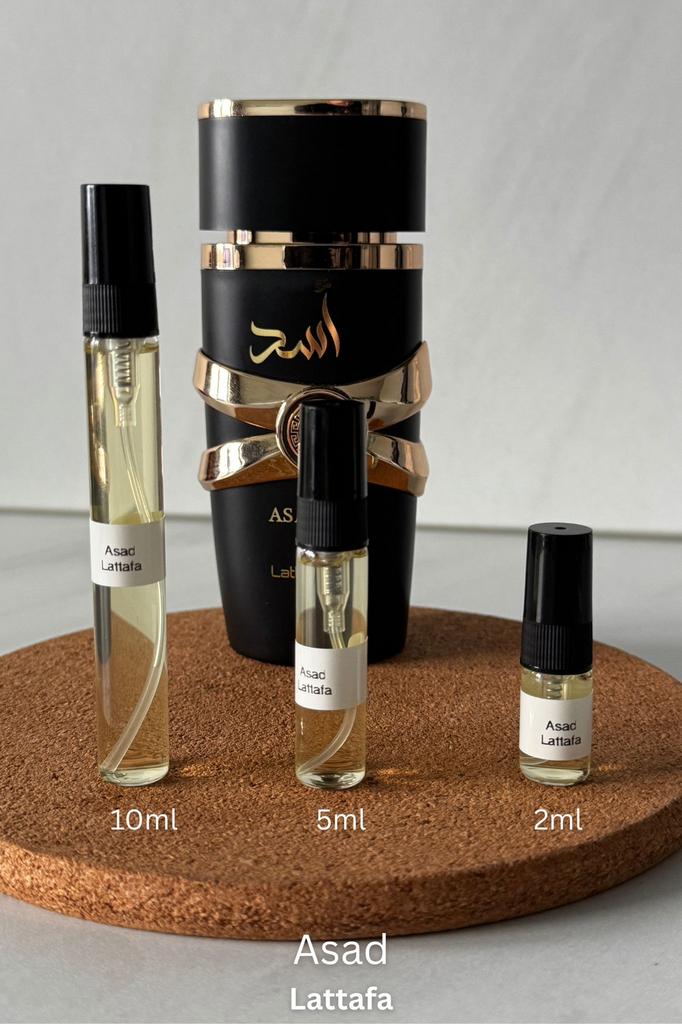 Lattafa Asad Decants (2, 5, 10ml), Ophalen of Verzenden, Zo goed als nieuw