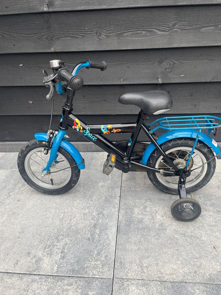 Kinderfiets 12 inch met zijwieltjes - Blauw/Zwart, Fietsen en Brommers, Fietsen | Kinderfietsjes, Ophalen, Zijwieltjes, Gebruikt