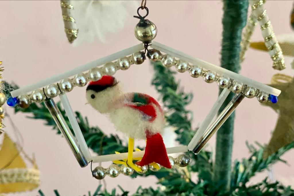Antieke kerstbal gablonzer glas vogel in kooi, Diversen, Ophalen of Verzenden, Gebruikt
