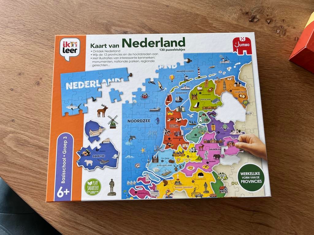 Jumbo Ik leer: Kaart van Nederland puzzel 130 stukjes, Ophalen of Verzenden, Meer dan 50 stukjes, Zo goed als nieuw, 6 jaar of ouder