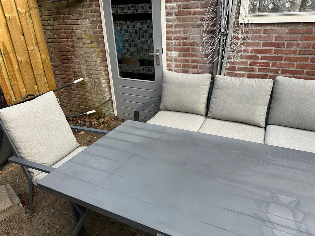 Tuinset met bank en stoelen, Tuin en Terras, Ophalen, Gebruikt, Meer dan 8 zitplaatsen, Aluminium