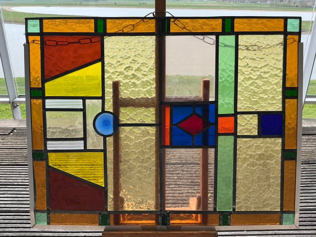 Prachtig glas inloodraam, Minder dan 80 cm, Ophalen of Verzenden, Zo goed als nieuw, Glasplaat