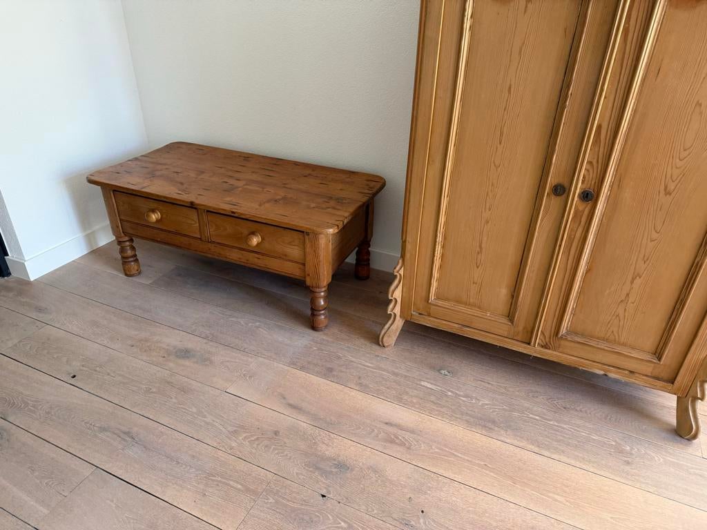 Antieke grenen salontafel met lades, Antiek en Kunst, Ophalen