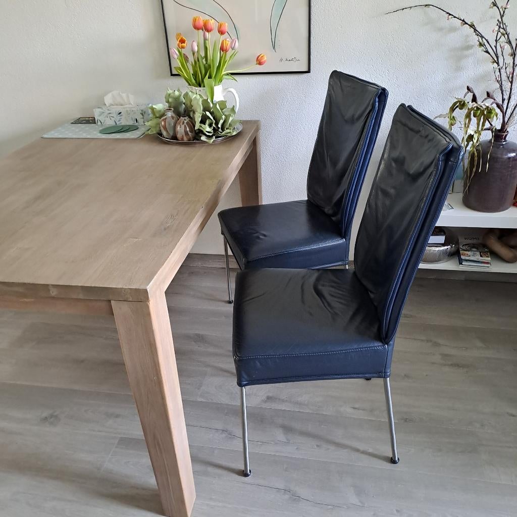 4 eetkamerstoelen, Huis en Inrichting, Stoelen, Ophalen, Gebruikt, Blauw, Vier