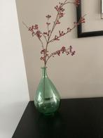 Groene glazen vaas incl. decoratie, Ophalen, Gebruikt, Glas, Minder dan 50 cm