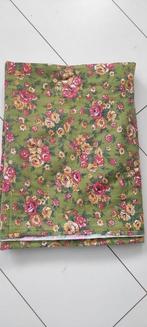 Vintage katoenen laken groen rood geel bloemen, Gebruikt, Eenpersoons, Hoeslaken of Sloop, Ophalen of Verzenden