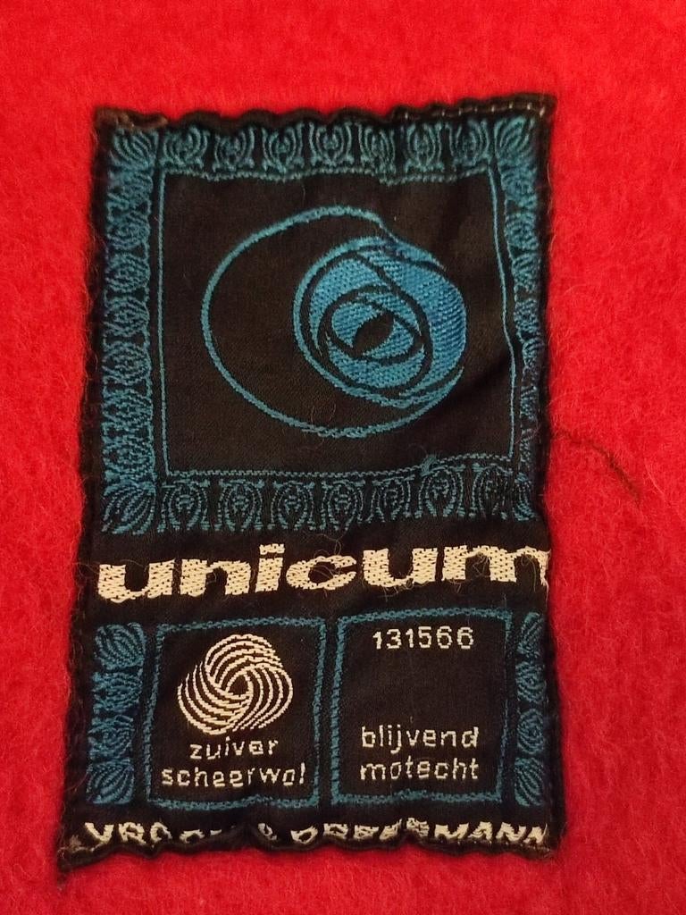 Vintage wollen deken rood 125 x 200 cm Unicum, Huis en Inrichting, Woonaccessoires | Plaids en Woondekens, Ophalen of Verzenden