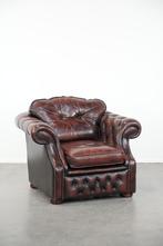 Rood rundleren chesterfield fauteuil in Engelse stijl, Huis en Inrichting, Fauteuils, Ophalen, Gebruikt, ., Chesterfield, Engels