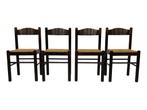 Set Van 4 Donkerbruine Houten Stoelen Jaren 70 Minimalist, Ophalen, Gebruikt, Bruin, Vintage Stoelen