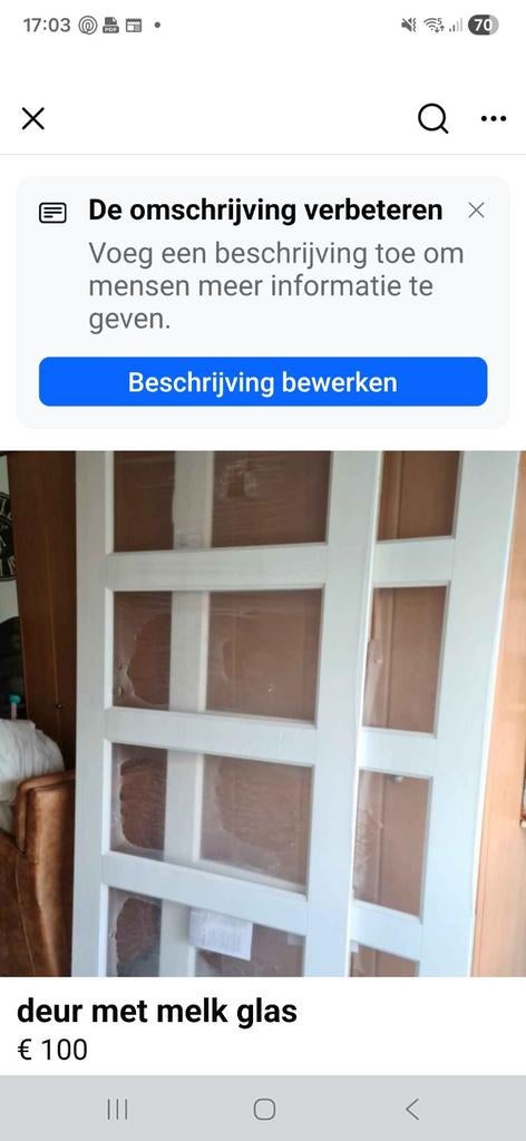 nieuwe deur 111/93 met melkglas, Ophalen of Verzenden, Nieuw, Binnendeur, 215 cm of meer