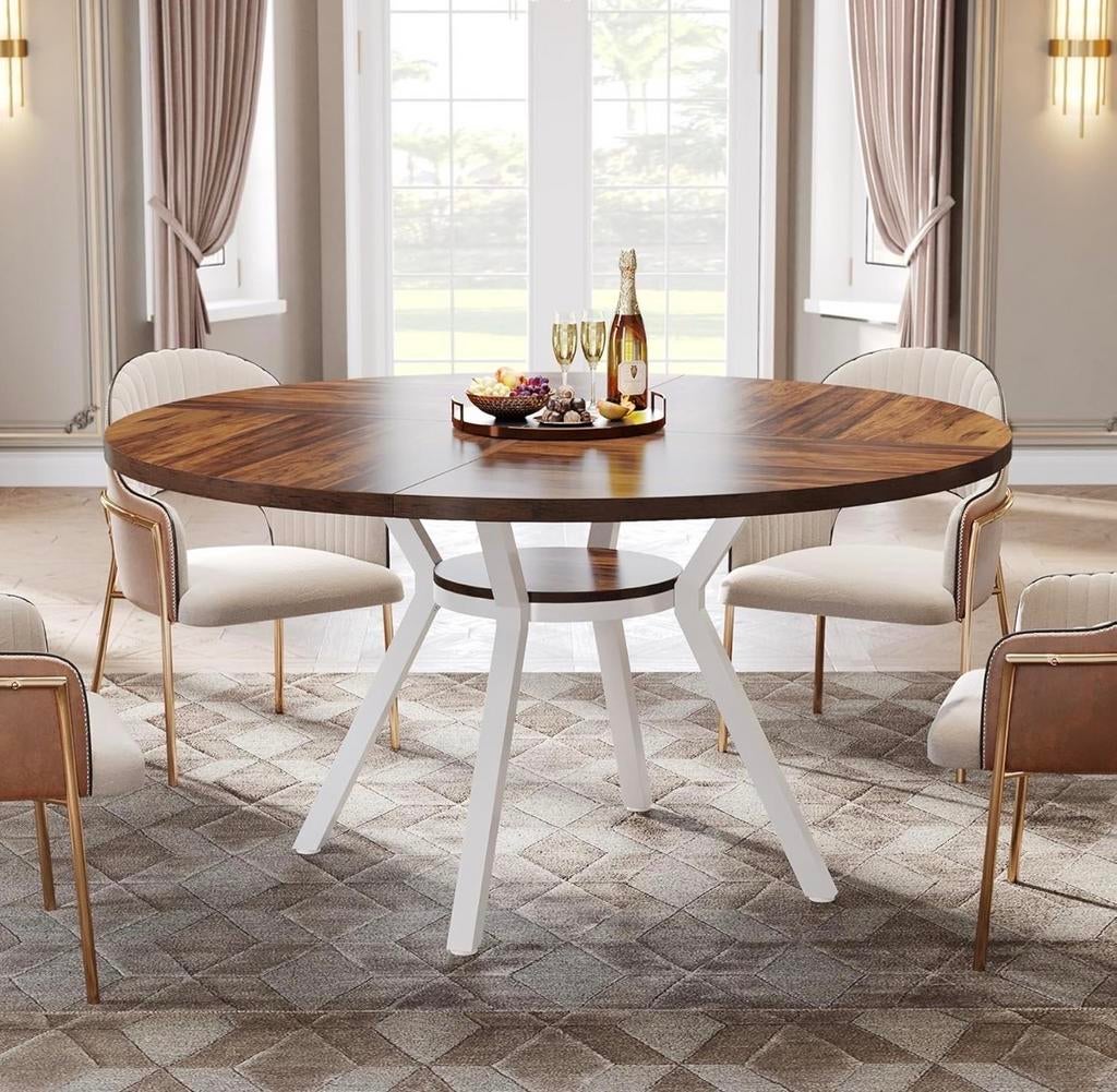 Nieuwe ronde eettafel met metalen poten, 120cm, Ophalen, 100 tot 150 cm, Rond, Nieuw