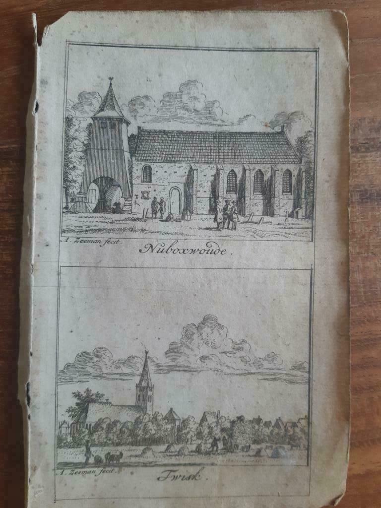 027-028 / Nuboxwoude of Nibbixwoud - Twisk gravure uit 1732, Antiek en Kunst, Ophalen of Verzenden