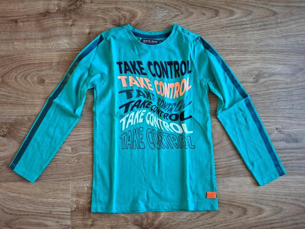 Groene longsleeve 128 Orange Stars, Nieuw, Ophalen of Verzenden, Shirt of Longsleeve, Jongen