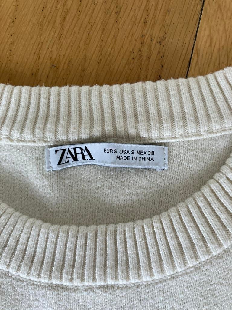 Roomwitte trui met ronde hals van Zara, maat S, Ophalen of Verzenden, Gedragen, Maat 36 (S), Wit