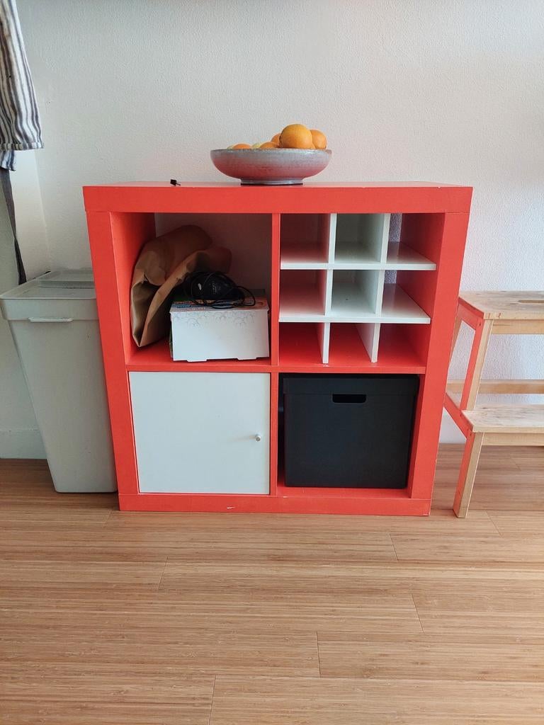 Oranje kallax kast, Ophalen, Gebruikt, 50 tot 100 cm, Minder dan 100 cm