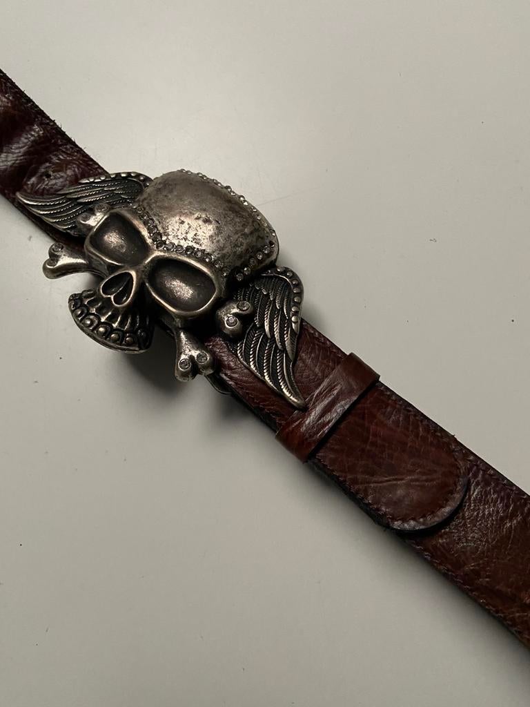 Stoere leren  riem met buckle., Kleding | Heren, Riemen en Ceinturen, Bruin, Echt leder, Nieuw, Ophalen of Verzenden