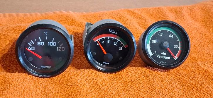 Motometer en VDO meters: temperatuur, volt en vacuüm, Auto-onderdelen, Elektronica en Kabels, Oldtimer onderdelen, Universele onderdelen