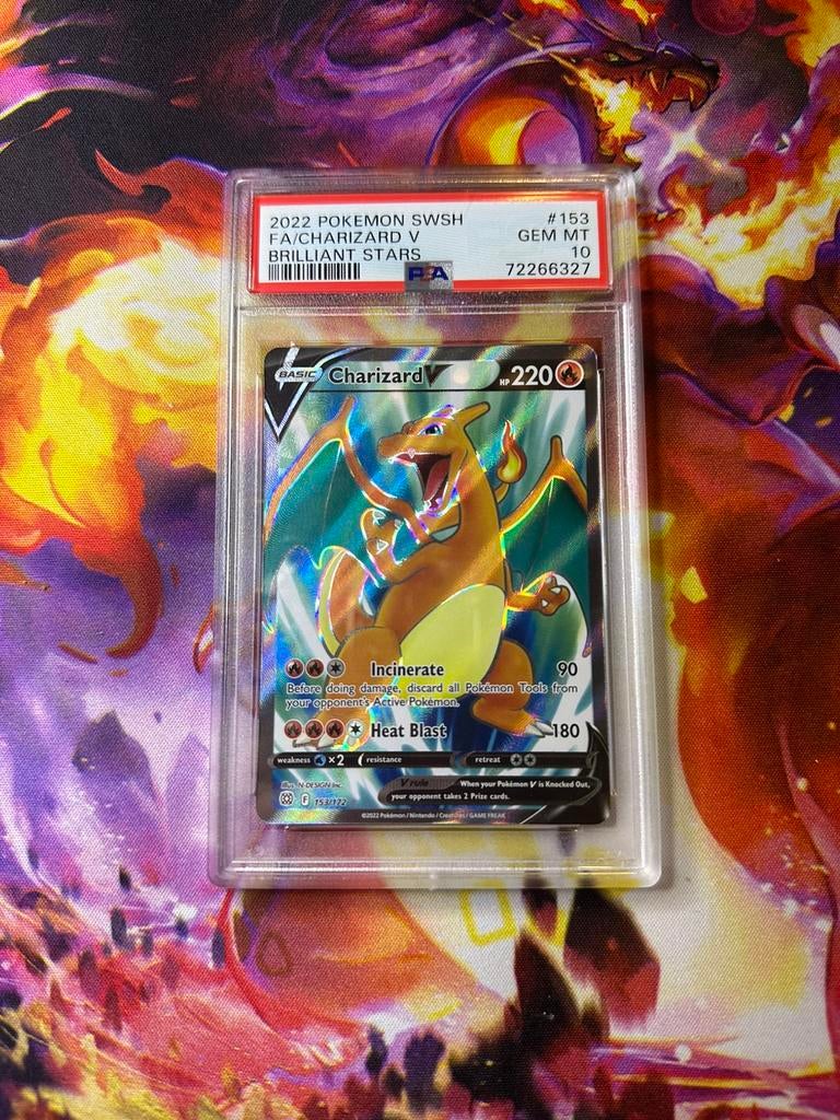 PSA 10 Charizard V Full Art Brilliant Stars, Ophalen of Verzenden, Nieuw, Losse kaart, Foil