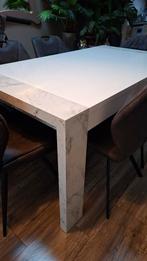 Nieuwstaat; Hoogglans witte eettafel met marmerlook, Overige materialen, 100 tot 150 cm, Nieuw, Ophalen of Verzenden