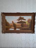 Oud Schilderij met Prachtige Lijst - Landschap met Water, Antiek en Kunst, Kunst | Schilderijen | Klassiek, Ophalen of Verzenden