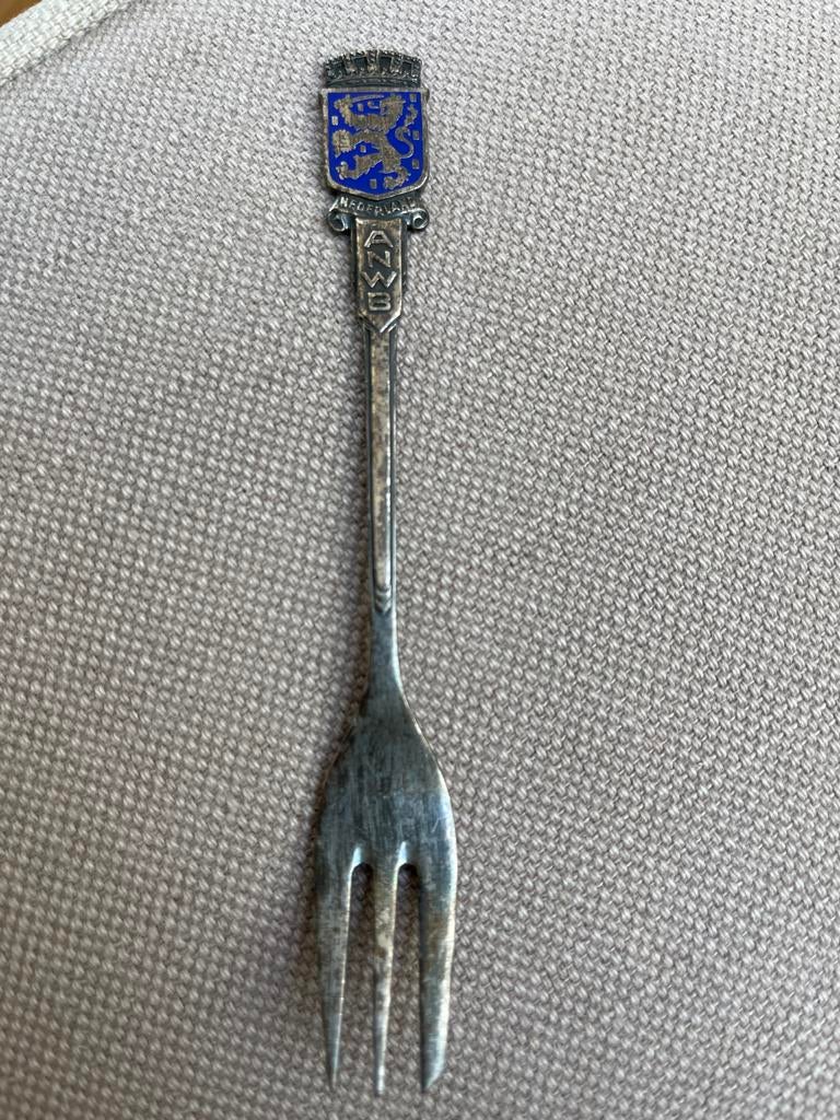 ANWB zilveren vorkje met Nederlands wapen, Ophalen of Verzenden