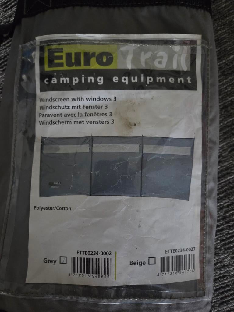 Eurotrail windscherm met 3 ramen , grijs, Ophalen of Verzenden