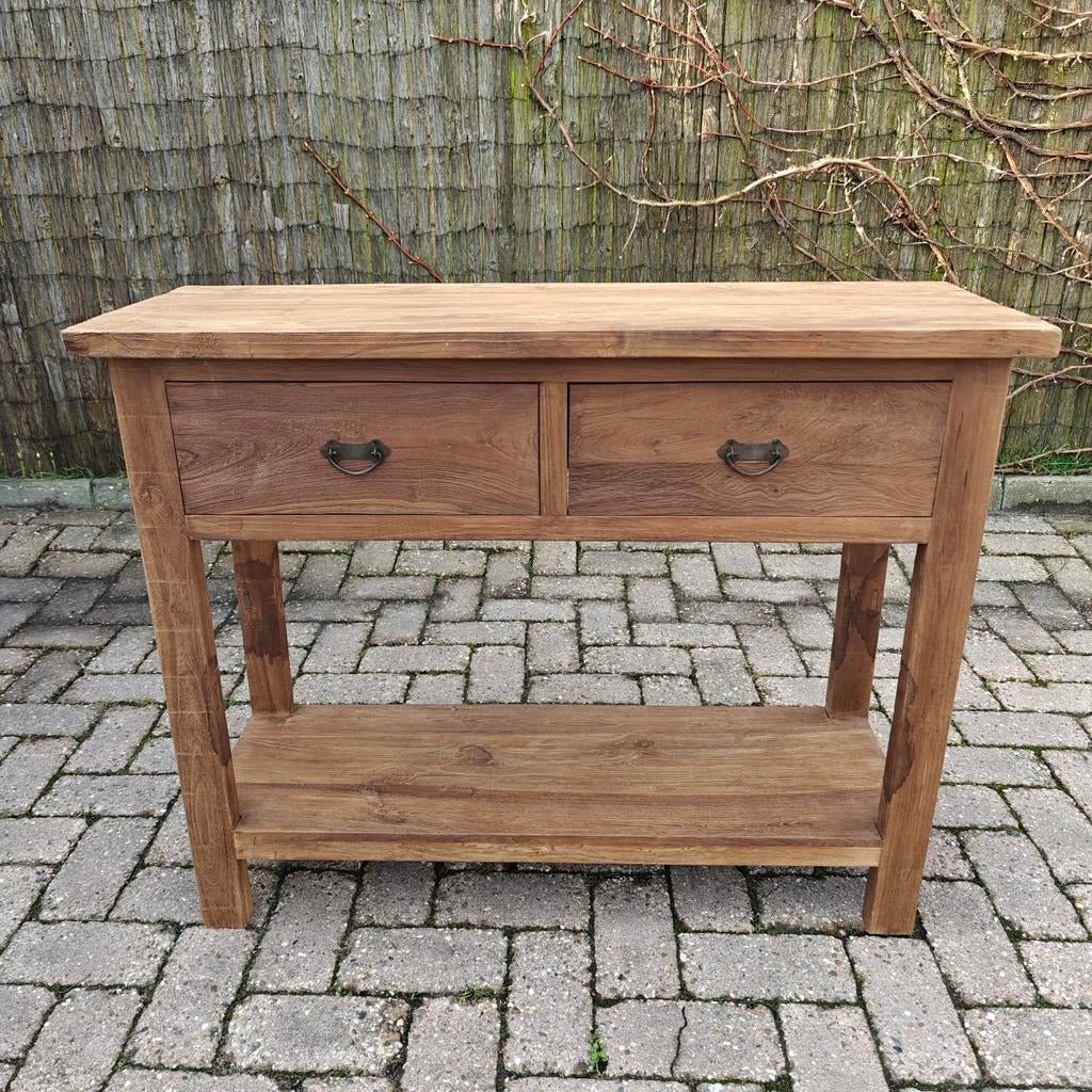 Nieuw binnen! Teak sidetable 100 cm, Huis en Inrichting, Kasten | Ladekasten, Ophalen, Nieuw, 50 tot 100 cm, Minder dan 100 cm