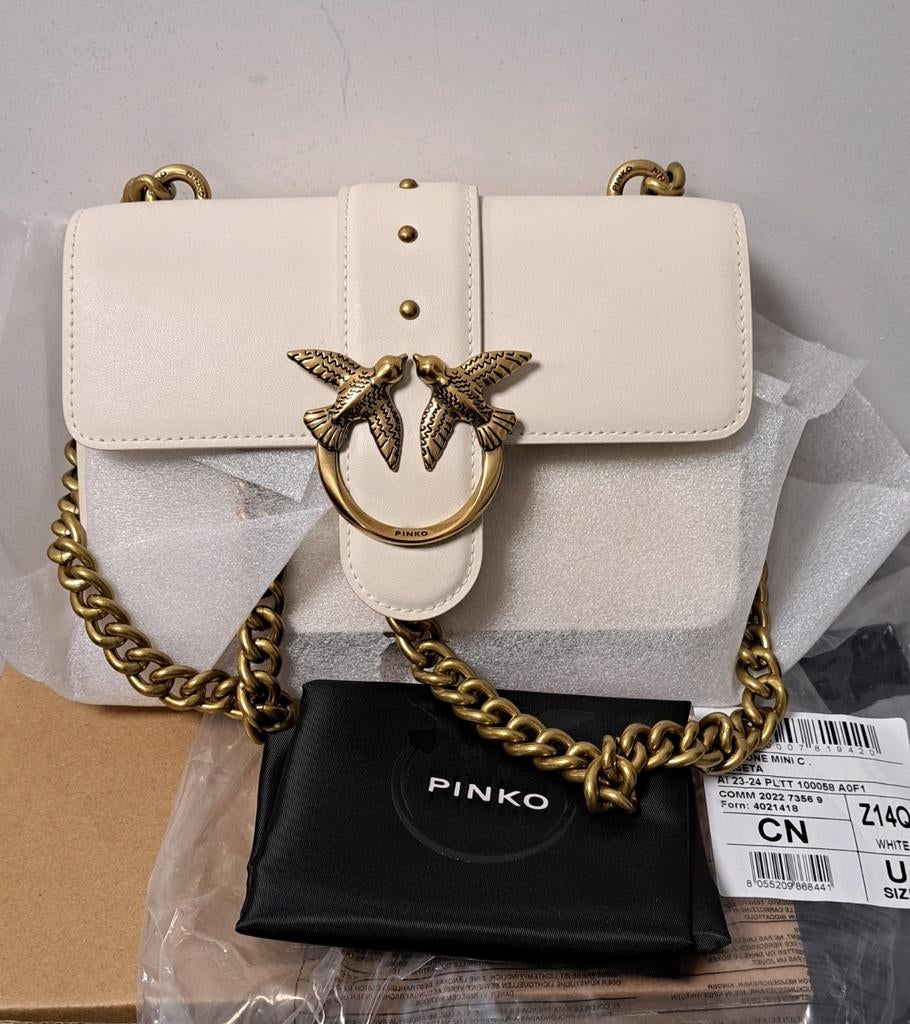 Pinko LOVE ONE MINI VITELLO SETA Schoudertas - Wit Nieuw, Sieraden, Tassen en Uiterlijk, Pinko S.p.A., Schoudertasje, Wit, Via F.lli Cervi, 132, 43036 Fidenza PR, Italië