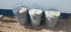 Oude zinken vuilnisbakken - set van 3, Ophalen