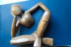 Houten sculptuur van de "Denker" - H36xB31xD12cm, Antiek en Kunst, Ophalen