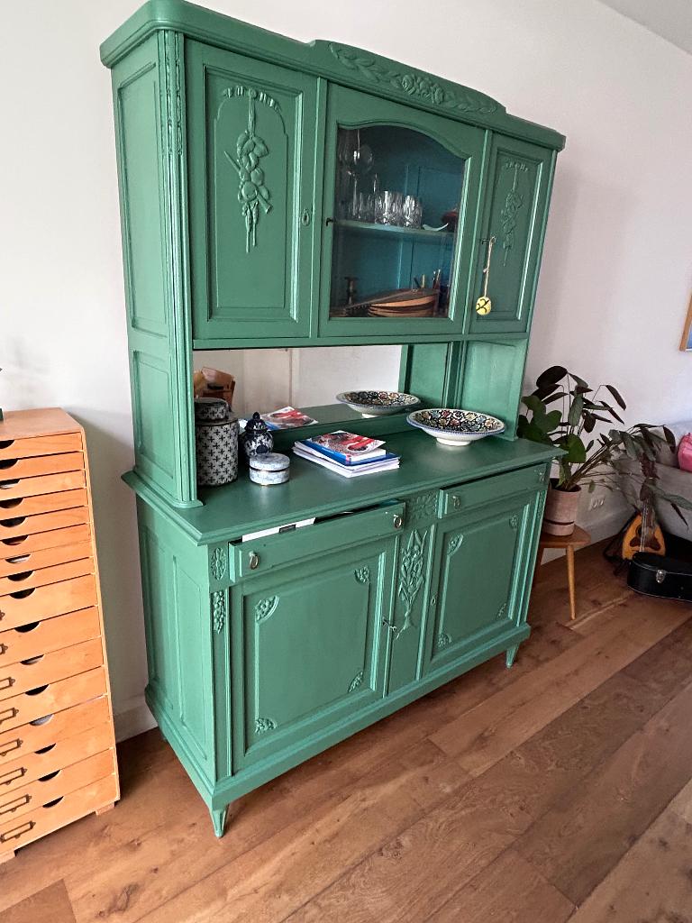 Groene buffetkast, Huis en Inrichting, Kasten | Buffetkasten, Ophalen, Gebruikt, 100 tot 150 cm, 200 cm of meer