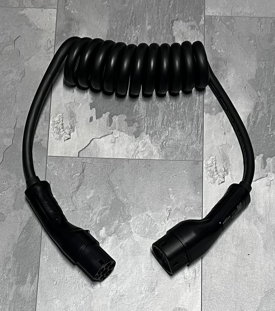 ZGAN: Roline Type 2 Laadkabel (22kW) – Spiraalkabel 3m, Ophalen of Verzenden, Zo goed als nieuw