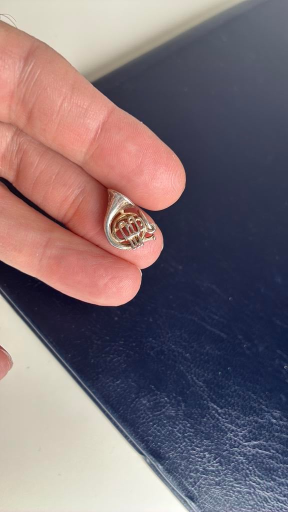 Zilver hanger bedel Hoorn blaasinstrument, Ophalen of Verzenden, Gebruikt, Zilver, Zilver