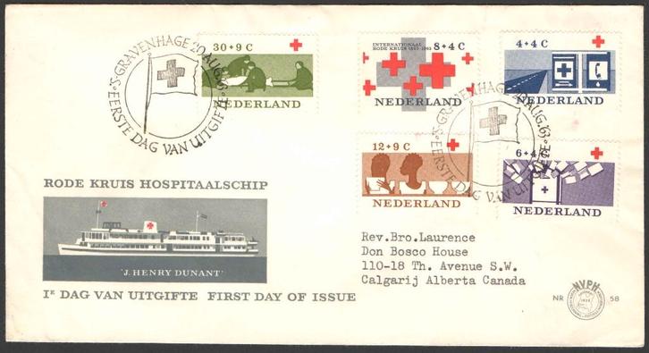 Nederland FDC E58 Met Adres, Rode Kruis 1963, Postzegels en Munten, Postzegels | Eerstedagenveloppen, Beschreven, Nederland, Ophalen of Verzenden