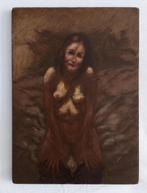 Schilderijtje van Naakte Jonge Vrouw - Olieverf, Ophalen of Verzenden