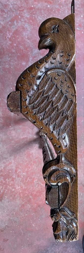 Antieke handgesneden houten bordenrek., Ophalen of Verzenden