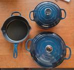 Le Creuset braadpan Signature Azure 24 en 30, Huis en Inrichting, Gietijzer, Ophalen of Verzenden, Zo goed als nieuw, X