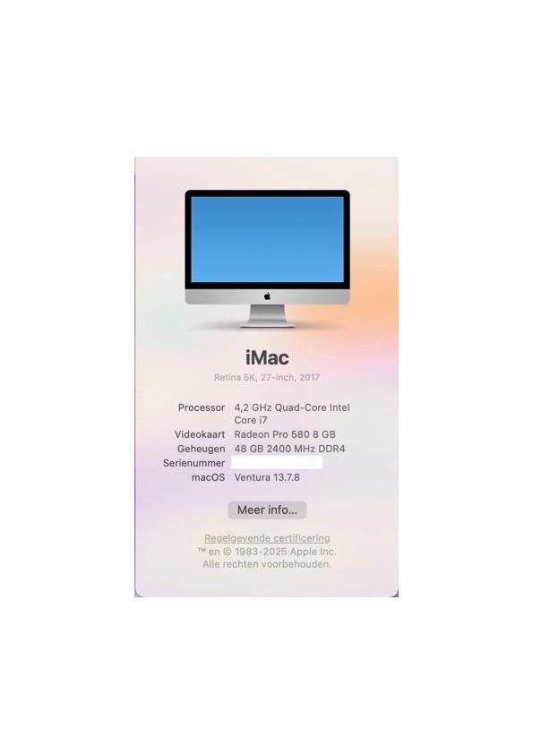 Prachtige oudere Imac 27", Computers en Software, Apple Desktops, Ophalen, 32 GB, SSD, IMac