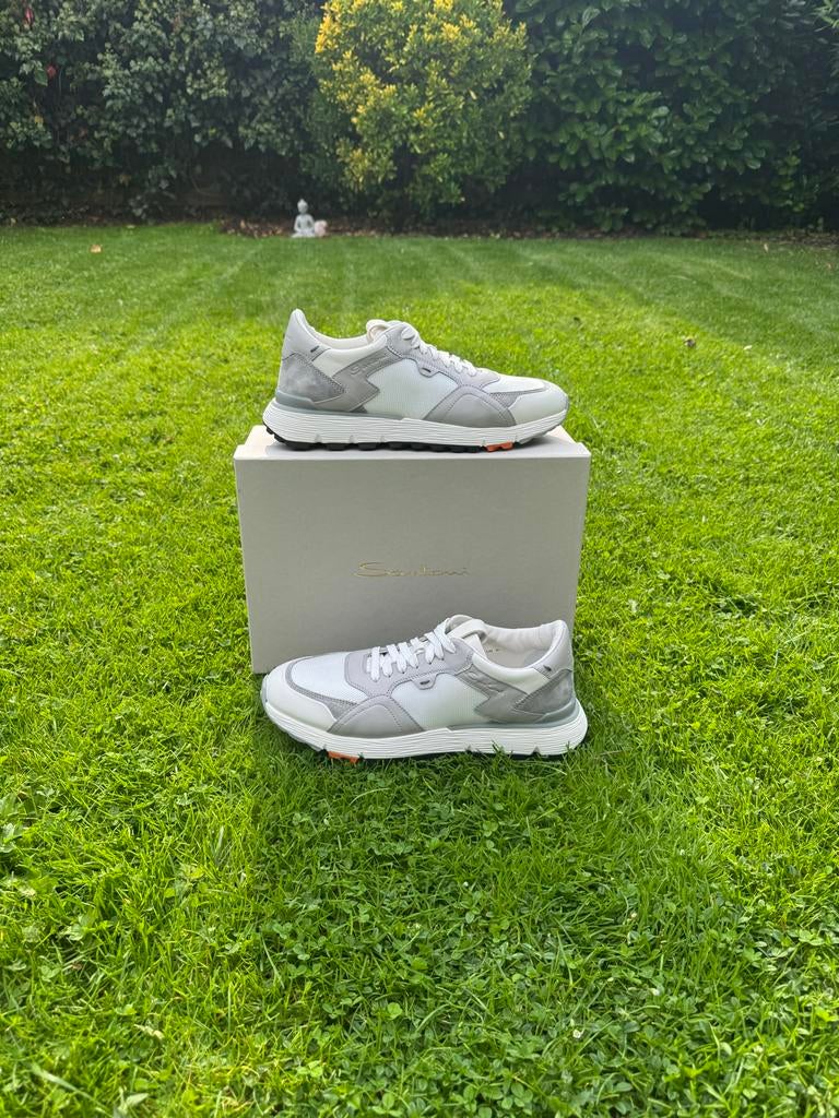 Santoni sneakers wit/grijs uk7/eu41, Kleding | Heren, Schoenen, Ophalen of Verzenden, Zo goed als nieuw, Wit, Sneakers of Gympen