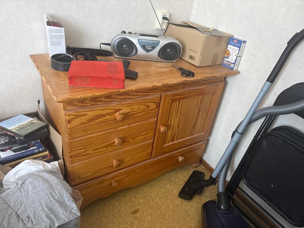 Houten ladekast met deurtje, Ophalen, Gebruikt, 50 tot 100 cm, 3 of 4 laden