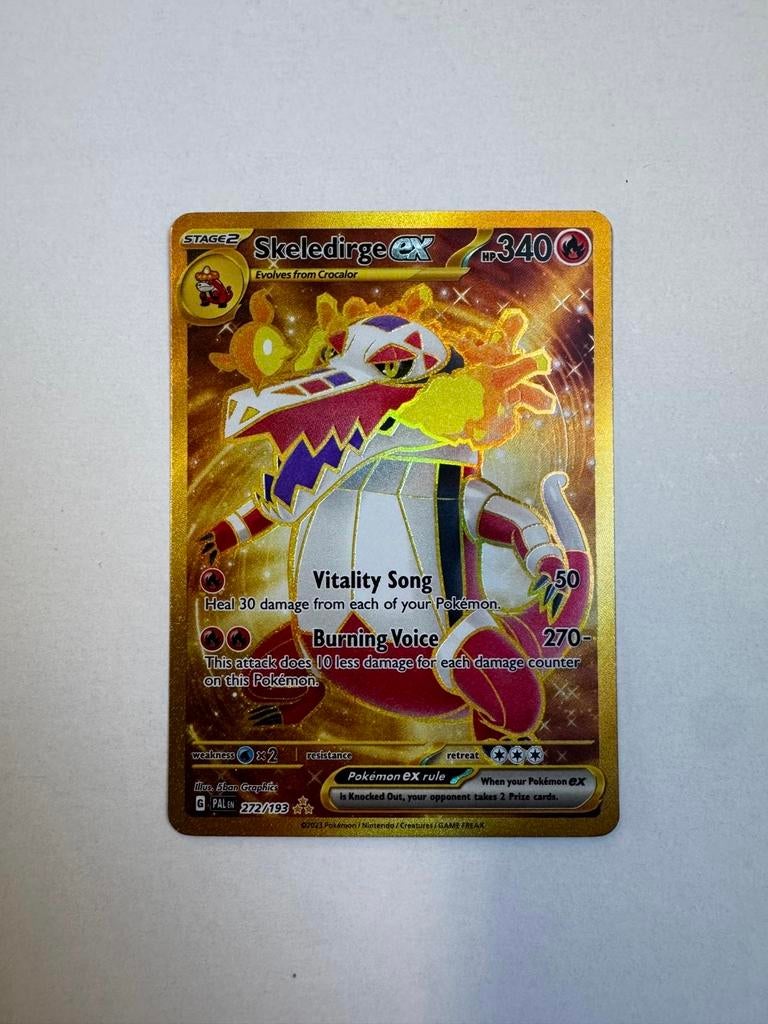 Skeledirge EX 272/193 Gold Secret Rare Pokémon kaart, Ophalen of Verzenden, Zo goed als nieuw, Losse kaart, Foil