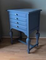 mooi blauw vintage kastje met sierpoten, Ophalen, Gebruikt, 50 tot 100 cm, 3 of 4 laden