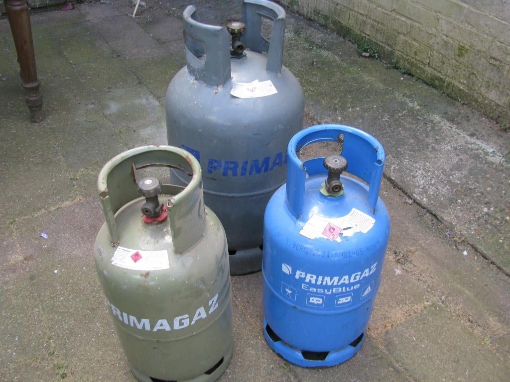 3gasflesen primagaz  leeg 1x11 kg 2x6kg, Ophalen, Gebruikt