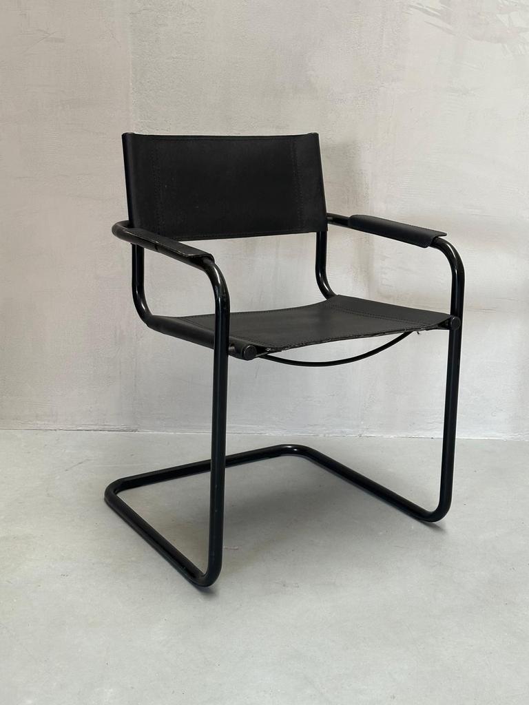 Vintage B34 Cantileverstoel - Marcel Breuer, Ophalen, Gebruikt, Zwart, Leer