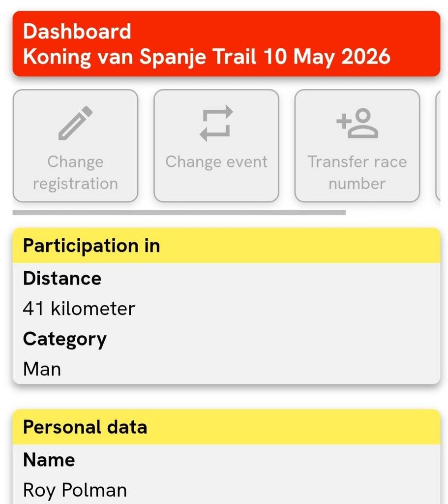 Koning van Spanje trail 41 km startbewijs, Tickets en Kaartjes, Sport | Tennis, Eén persoon