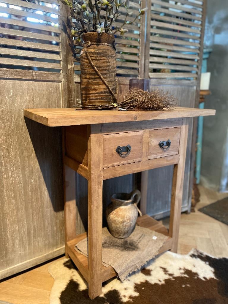 Sidetable teakhout, Huis en Inrichting, Ophalen, 50 tot 100 cm, Teakhout, Zo goed als nieuw